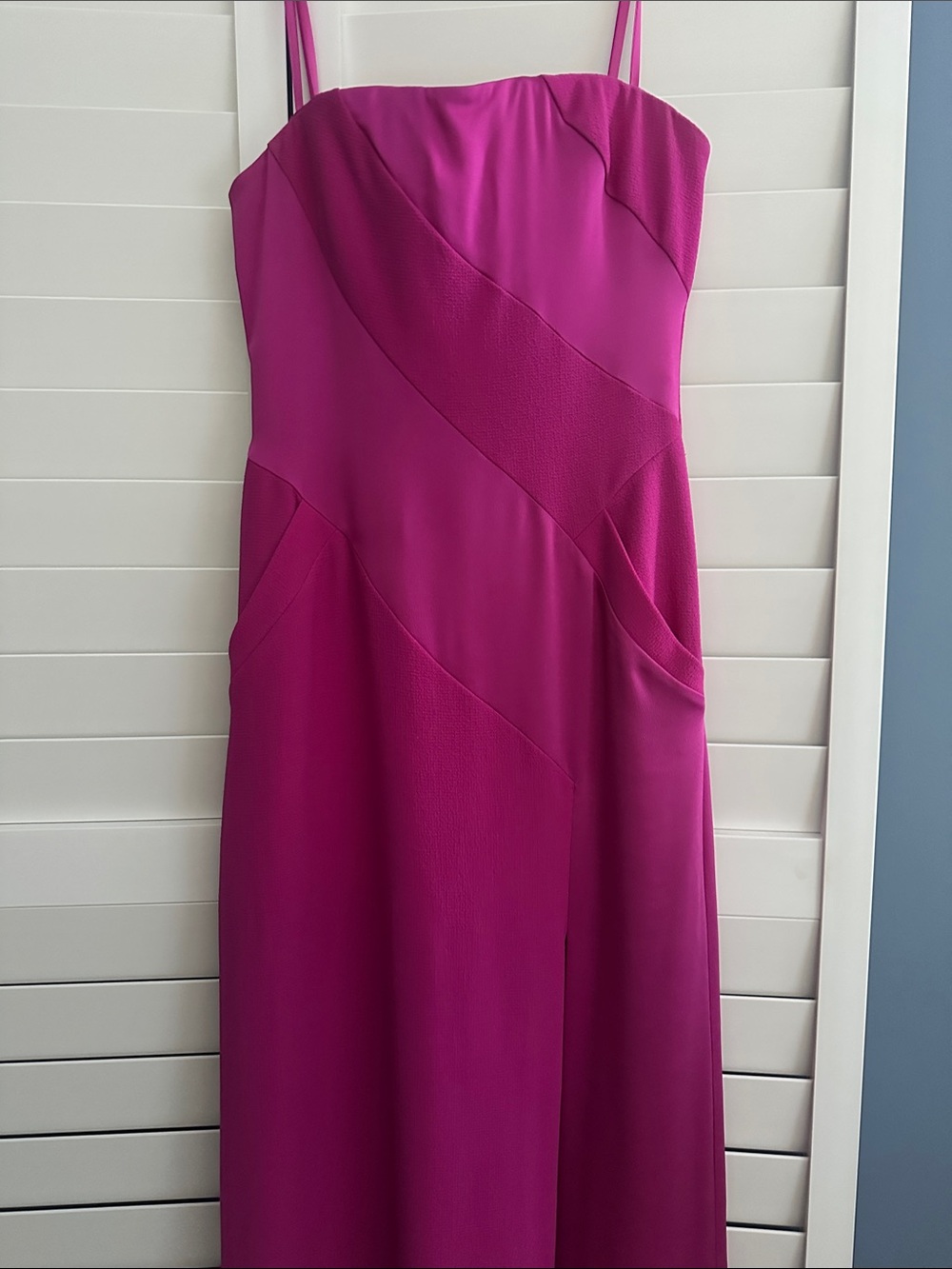 BCBGMaxAzria Fuchsia Strapless Slip Dress with Thin Straps